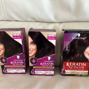 Schwarzkopf Keratin Permanent Hair Color 1.8 Ruby Noir/ Black LOT OF 3